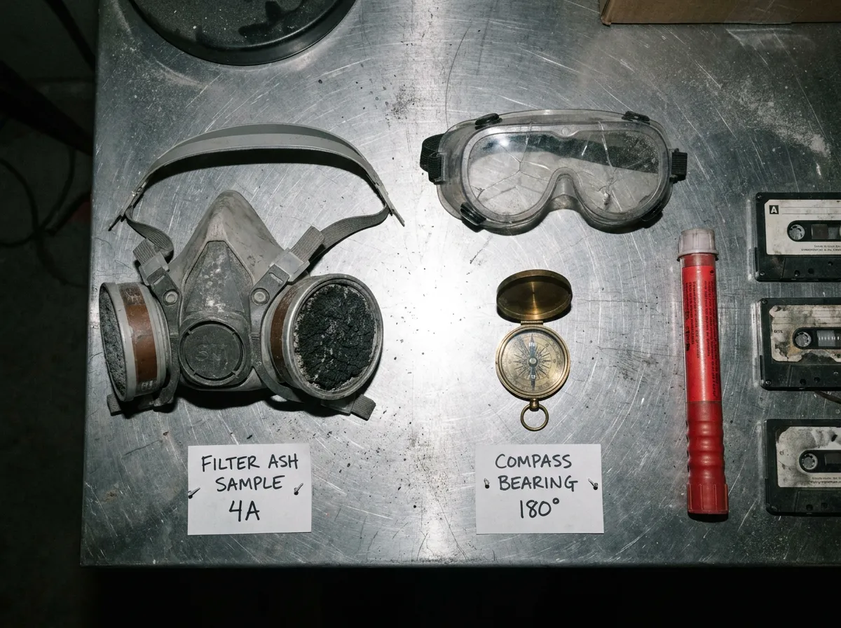 Evidence photographed for this dispatch: items recovered in sector 11