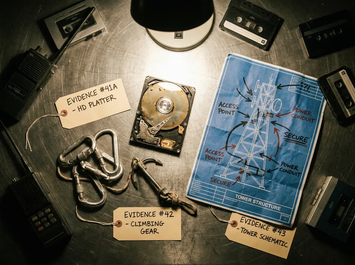 Evidence photographed for this dispatch: items recovered in sector 12
