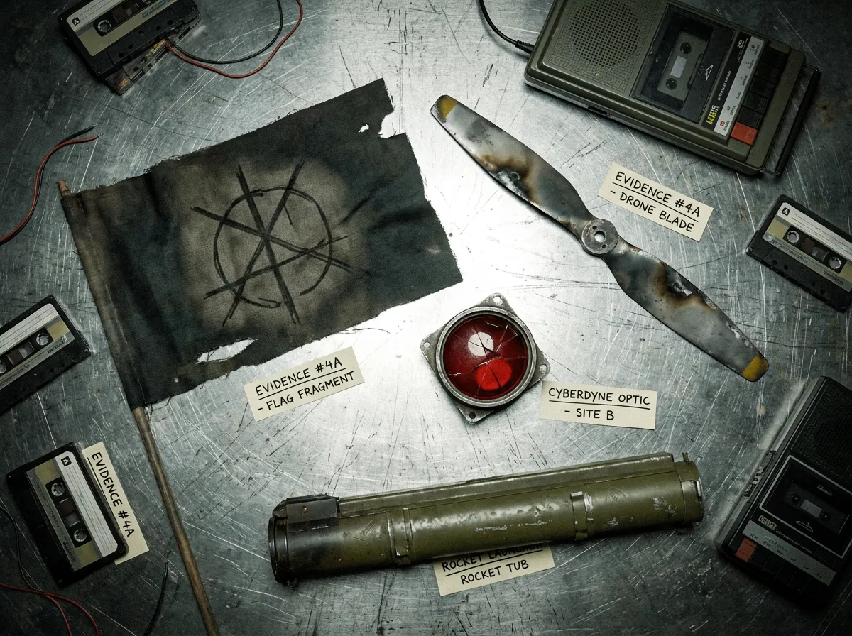 Evidence photographed for this dispatch: items recovered in sector 2
