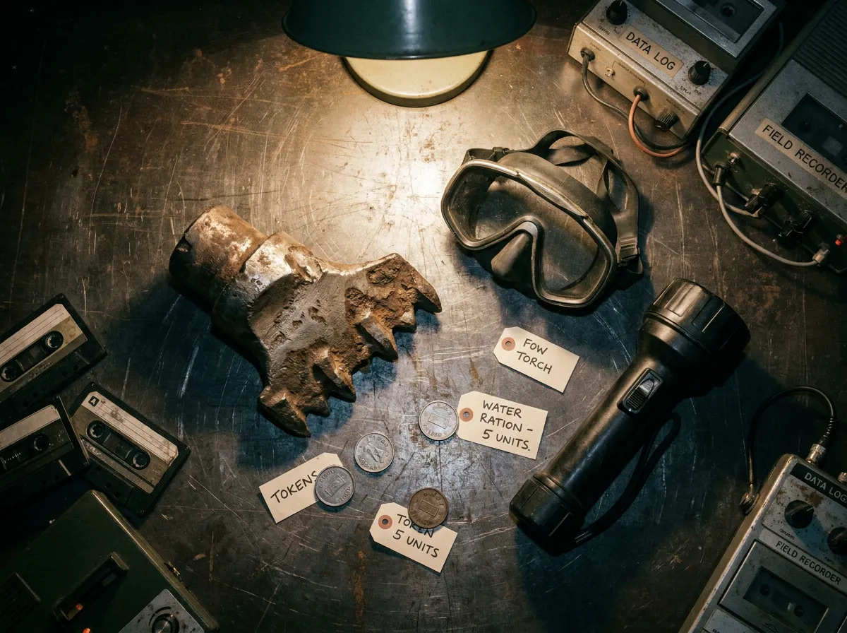 Evidence photographed for this dispatch: items recovered in sector 3